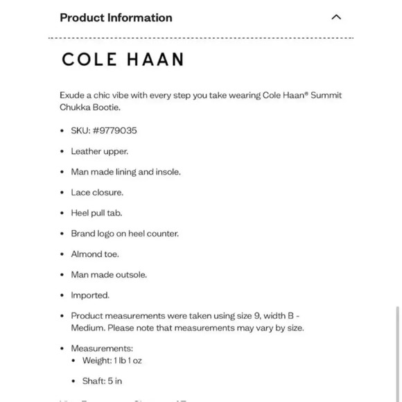 NWT Cole Haan Waterproof Summit Leather Chukka Bootie size 8.5 - Picture 16 of 16